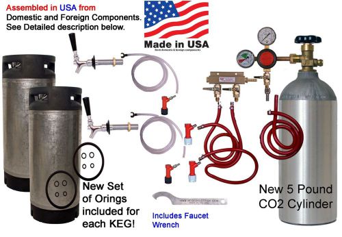 Home brew kegerator kit 2 faucet or 2 tap fridge kit pin lock kegs  (hk220p) for sale