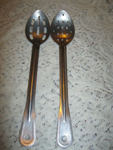 Two Vintage Restaraunt Style SS Slotted Spoons
