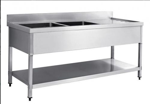 Stainless Steel Commercial Kitchen Sink, Single &amp; Double Bowl, Right Drain 70cm