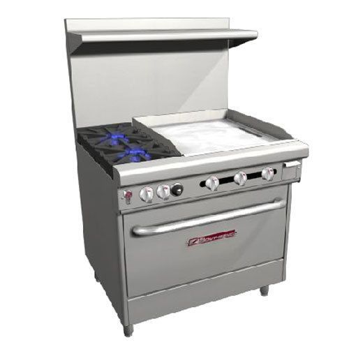 Southbend s36d-2tr range, 36&#034;, 2 burners (28,000 btu), 24&#034; thermostatic griddle for sale