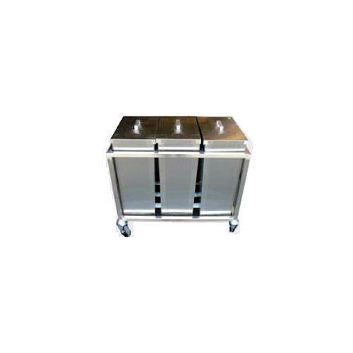 All stainless steel 3 container ingredient bin &amp; cover 30.5&#034; x 16.5&#034; x 31&#034; 22ibs for sale