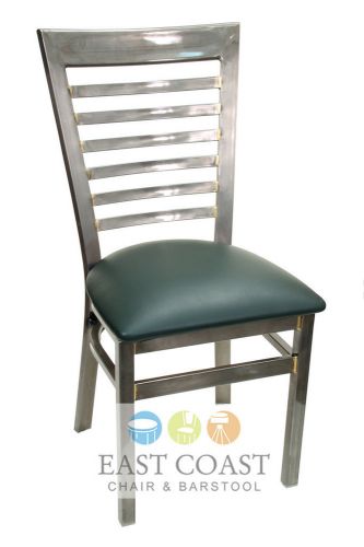 New gladiator clear coat full ladder back metal dining chair w/ green vinyl seat for sale