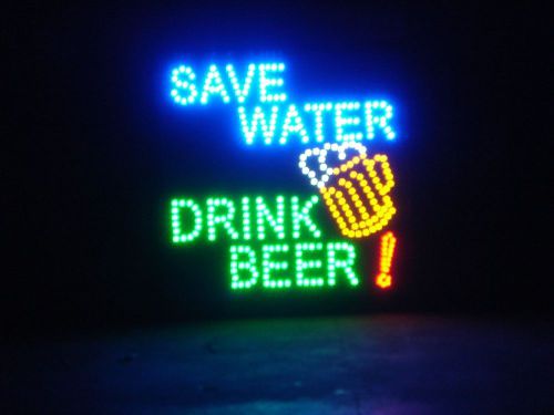 New large 19 x19 save water, drink beer neon motion led sign - man cave home bar for sale