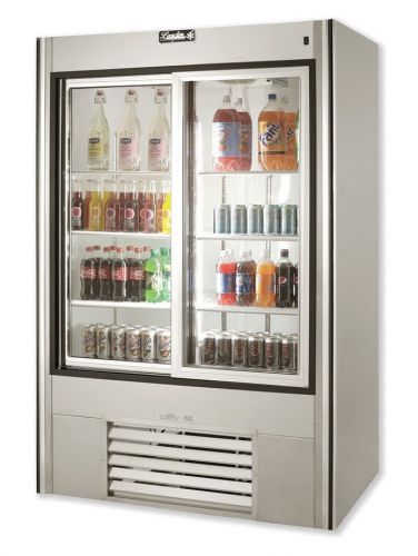 Leader esls48 commercial soda case two glass sliding door reach in refrigerator for sale