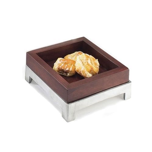 Cal-mil 1477-12-52 dark wood square deep tray, 12&#034; x 12 for sale