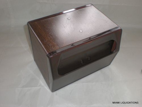 Table top napkin dispenser holder traex 5516-12 walnut holds 90 folded napkins for sale