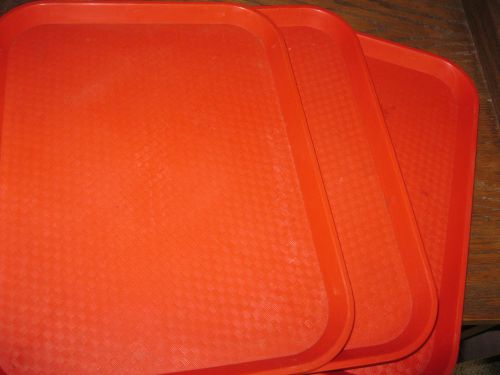 VINTAGE RED CAMBRO FAST FOOD 1014 SERVING TRAY  LOT OF 3