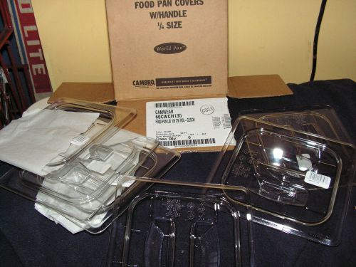 SIX~Cambro 60CWCH135 Camwear Food Pan Cover, 1/6 Size, w/ Handle, Plastic, Clear