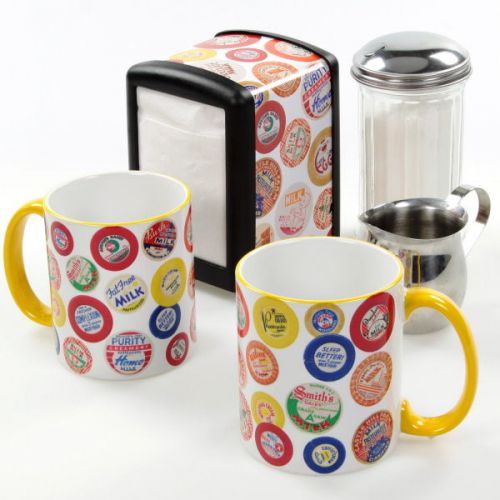 Milk Bottle Caps Diner Napkin Dispenser Coffee Mugs Tabletop Gift Set