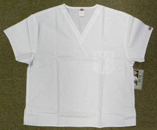 Dickies chef restaurant staff server v neck white scrub s/s top shirt m new for sale