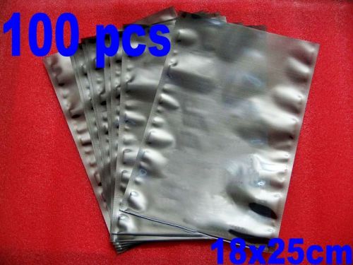 100 pcs esd anti-static static shielding bags 18x25cm open-top (7.1x9.8&#034;) for sale