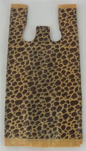 8&#034; x5&#034;x16&#034; Leopard Print Design 500 Plastic T-Shirt Retail Shopping Bags Handles