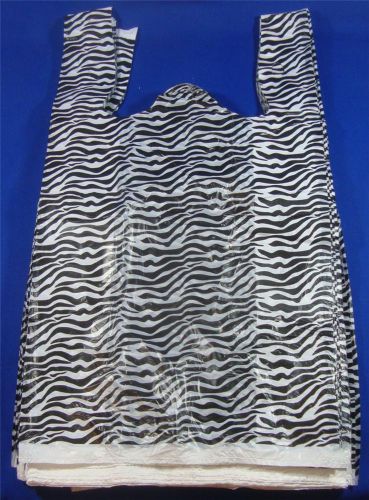 500 Qty. Zebra Print Design Plastic T-Shirt Retail Shopping Bags w/ Handles Lg