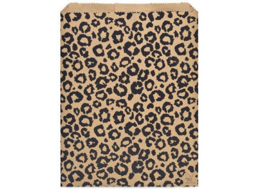 10 Kraft Paper Large Shopping Bags Retail Gift Sacks Safari Leopard Print 12x15&#034;