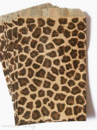 100 black &amp; brown leopard design,animal print flat merchandise bags 6 x 9 inches