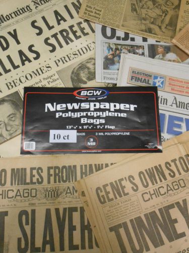 New!  Acid Free Newspaper Sleeves Archival Bags 10ct  Free Shipping!