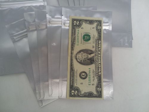 Bag pouch silver zip lock foil stand up 50 pcs of 4&#034; x 6.5&#034; 2oz snack size for sale