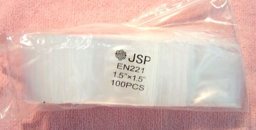 100 1.5&#034; x 1.5&#034; CLEAR POLY PLASTIC ZIP TOP ZIPLOCK BAGS