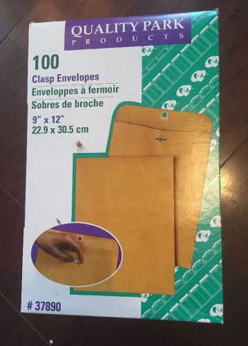 Quality Park Brown Kraft Clasp Envelopes Size 9 x 12 - Pack Of 100 - NEW