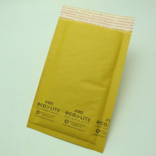 New (25) #000 eco-lite 4 x 8 bubble mailers peel &amp; stick lip 3/16&#034; bubble lining for sale