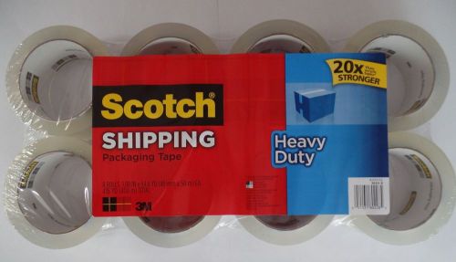 Scotch Packaging Tape Clear Heavy Duty 8 rolls 3M 1.88 IN x 54.6 YD each