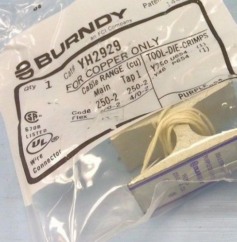 Yh2929 burndy copper h-tap, 250 mcm- 2awg purple for sale