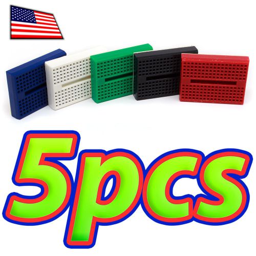 [5pc] Multi Color 170 Pos. Solderless Mini Breadboard Red Green Black Blue White