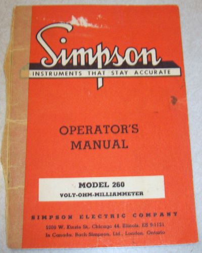 Vintage Simpson Model 260 Volt - Ohm - Milliammeter Operator&#039;s Manuel.