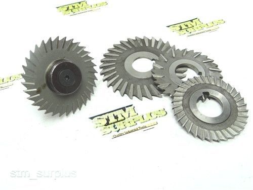 Lot of 4 hss straight &amp; staggered tooth milling cutters 3&#034; to 4&#034; with 1&#034; bore for sale