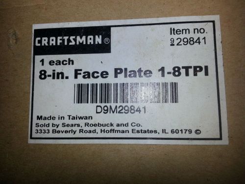 NOS - NEW IN BOX - CRAFTSMAN 8&#034; LATHE FACE PLATE 1-8TPI