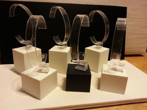 Fossil Watch / Bracelet Display Stand, cream and black in color