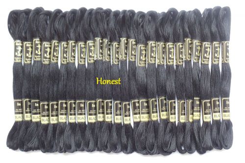 24 Black Anchor Cross Stitch Cotton Embroidery Thread Floss / Skeins