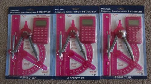 3 staedtler math tool sets, 4/set - pink for sale