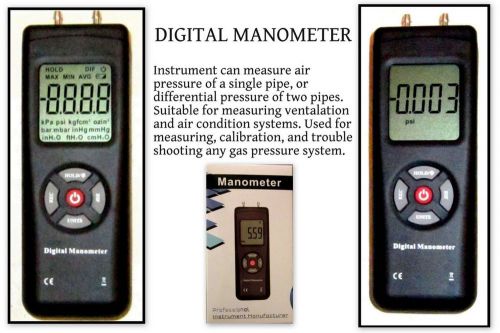 New LCD Digital Manometer Differential  Air Pressure Meter Gauge  A BEST BUY