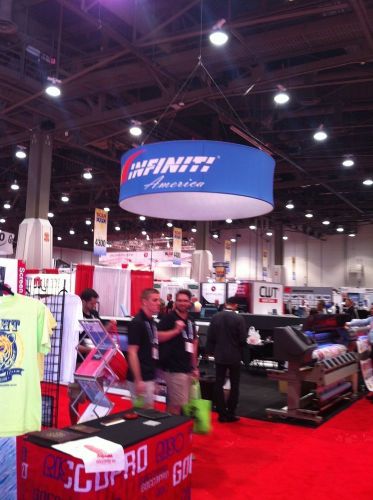 Skybox banner, 12ft round circle x 24“ trade show display with custom print  for sale
