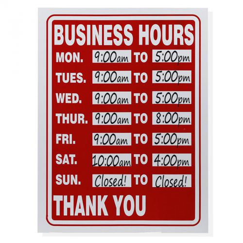 Jumbo 16 x 12-inch vinyl business hours sign - weatherproof non-fading for sale