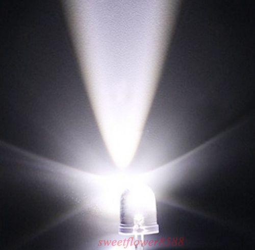 50x 10mm 25000mcd LED Lamp Ultra Bright White LEDs DIY LED Bulb 10mm white led