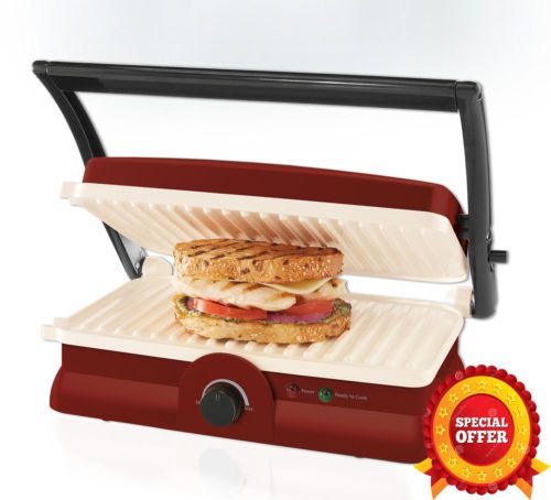 Maker and Grill Oster DuraCeramic Panini, Red