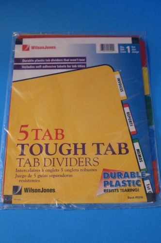 5 Wilson Jones Tough TAB DIVIDERS ~ 1 Set ~ Multi-Color 9&#034; x 11&#034; Durable Plastic