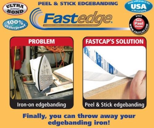 New FastCap Fast Edge Peel and Stick Edgebanding Solid PVC 1&#034; x 25&#039;  WHITE