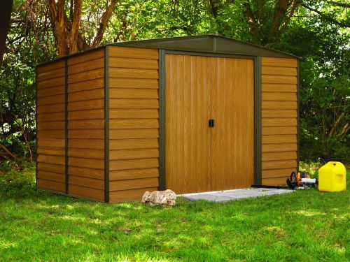 Arrow metal storage shed: dallas (woodrigde) diy prefab building large kit 10x12 for sale