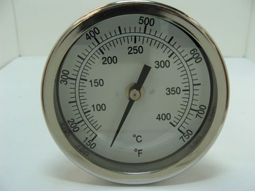 3&#034; bimetal thermometer back mount 12&#034; stem 1/2&#034; npt 150 degrees f~750 degrees f for sale