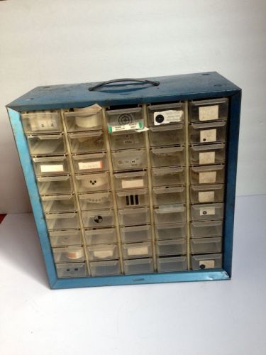 vintage STEEL AKRO MILLS USA 45 drawer storage organizer 1970s cabinet metal