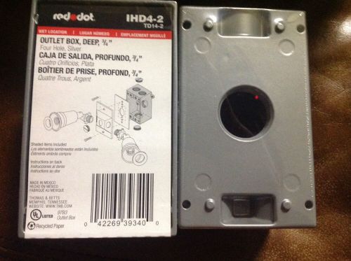 LOT OF 2 RED DOT IHD4-2 DEEP OUTLET BOX 3/4&#034;, FOUR HOLE