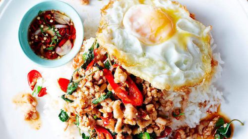 Thai Food Fried Chicken with Basil - Pad Ka-Prao KaiLeaves Recipe PDF Mail File
