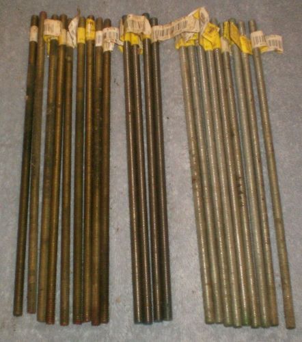 22 threaded 5/16&#034;-18 12&#034; long rods all thread 9 brass 4 stainless steel 9 flat for sale