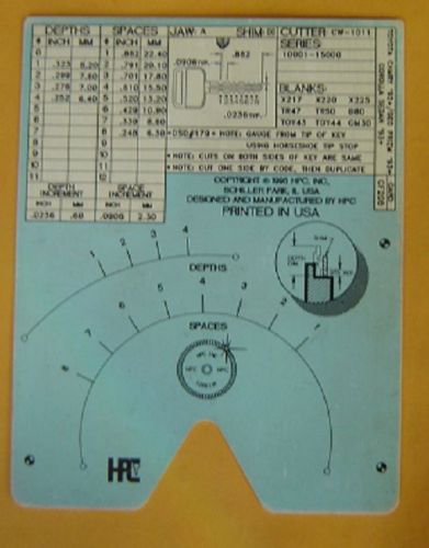 HPC 1200 CF208 Code card  used Toyota Camry / GEO Prizm 8-Cut locks