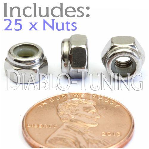 M4-0.7 / 4mm - Qty 25 - Nylon Insert Hex Lock Nut DIN 985 - A2 Stainless Steel