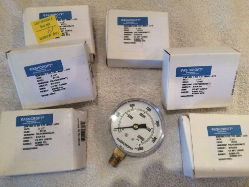 ASHCROFT Hydraulic Gauges (6) new in box 3000 Psi 1/4 NPT 2.5&#034; face