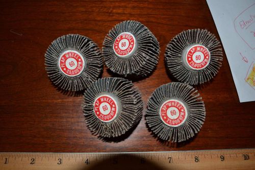 Flapper wheel 2&#034; x1&#034; 60 grit, 1/4-20 threaded, qty 5, 25000rpm for sale
